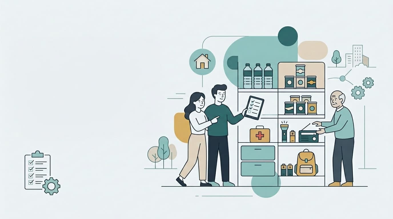 Notvorrat Checkliste — gut sortierter Haushaltsvorratsbereich